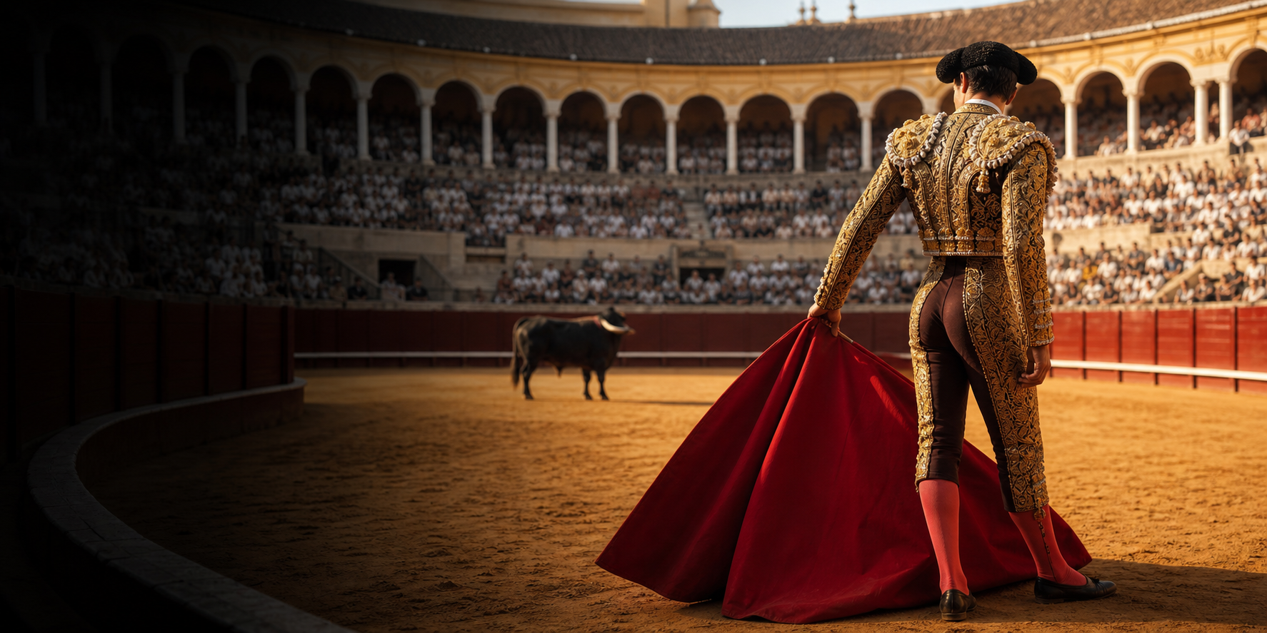 Traditional Spanish bullring heritage scene